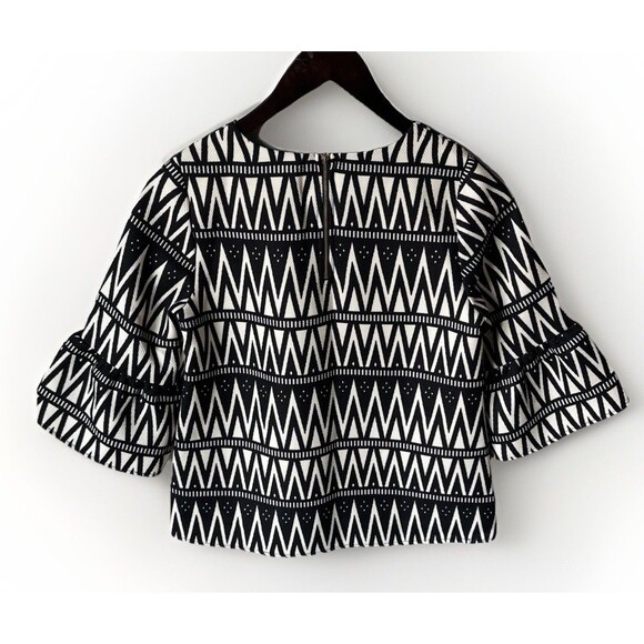Jade Melody Tam Ruffle Black  and White Bell Sleeve Blouse Size S - Picture 6 of 12